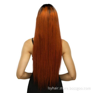 Sexy Lady Ombre 1B/ 350 Golden Blonde Orange Color Brazilian Straight Virgin Human Hair 3 Bundles With Middle Part Lace Closure